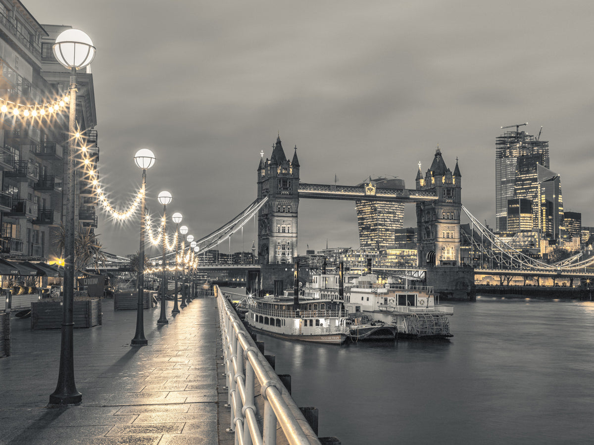 Metropolitan Riverside Evening Lights Wall Mural in your room — zoomed
