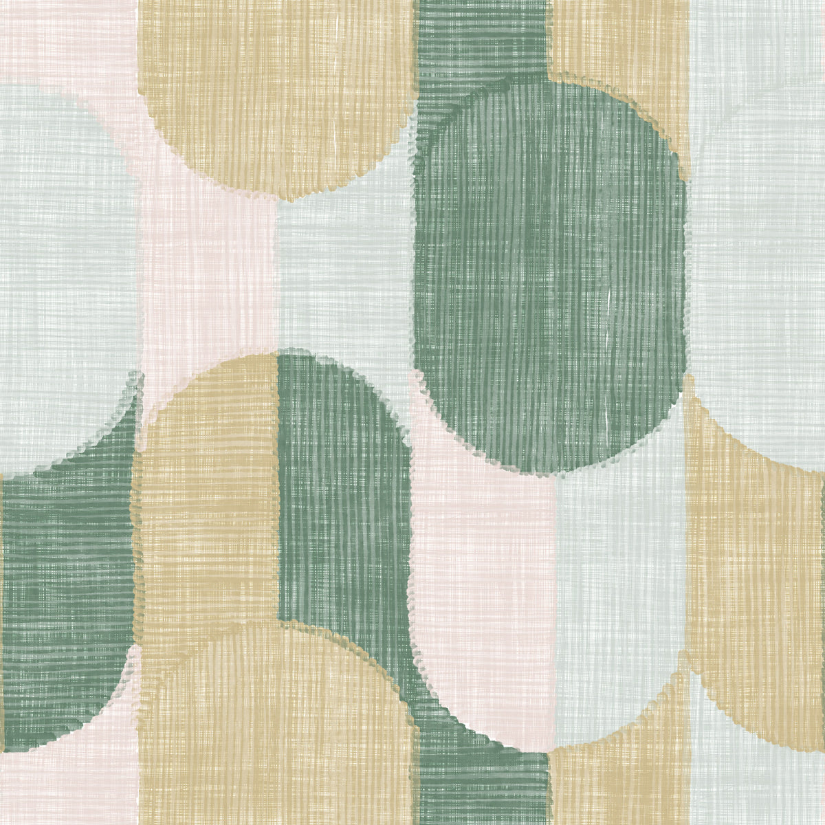 Mid Century Textured Hand Painted Geometries Beautifully Balanced Wallpaper⁠ in your room — zoomed
