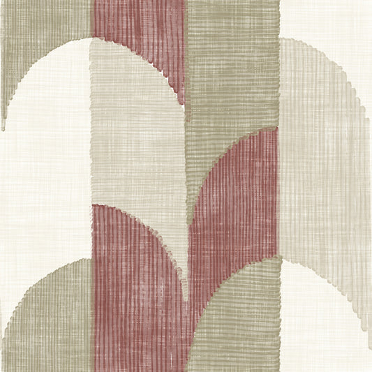 Mid Mod Textured Hand Painted Geometries Rustic Farmhouse Earthy Tones Wallpaper⁠