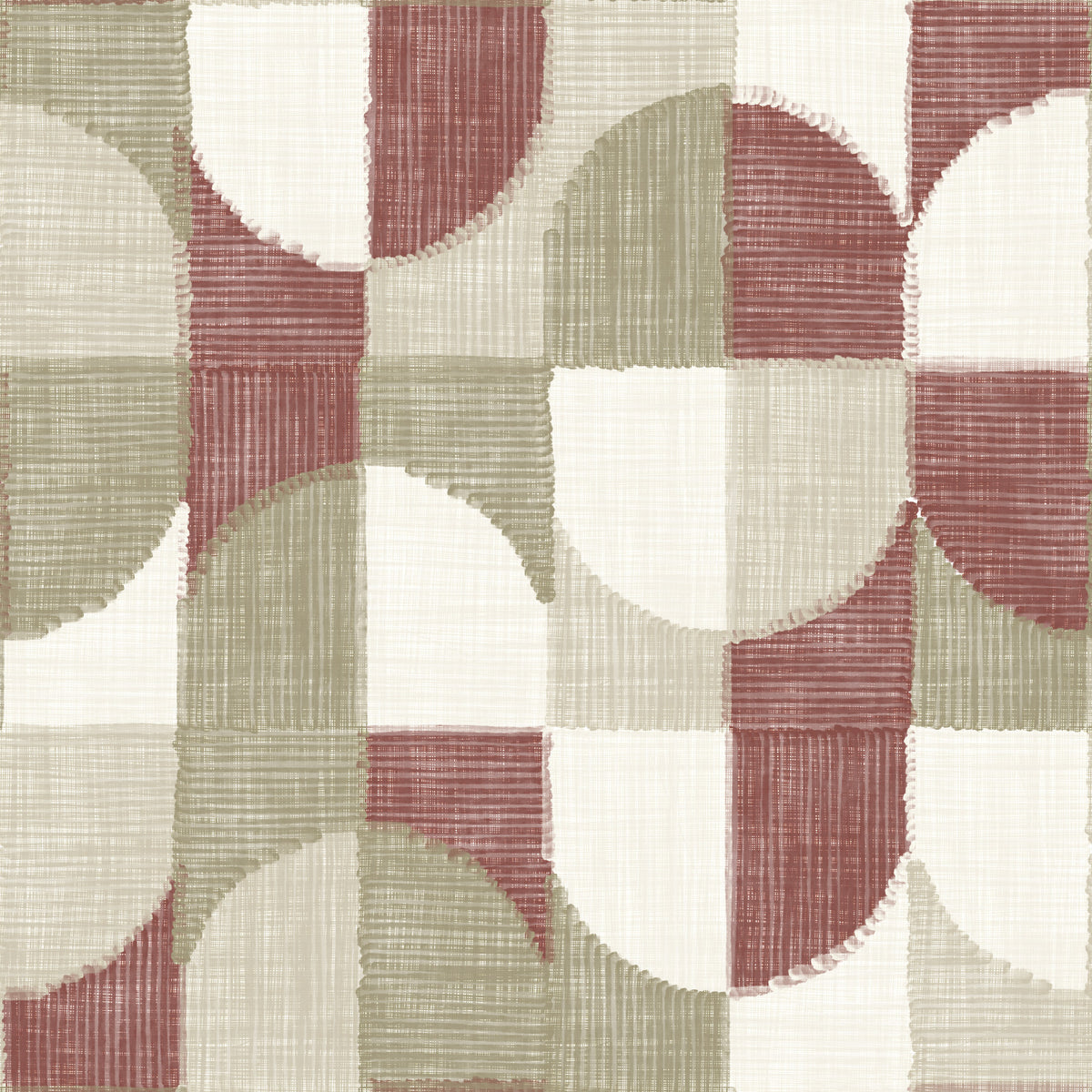 Tiled Textured Hand Painted Geometries Rustic Farmhouse Earthy Tones Wallpaper⁠