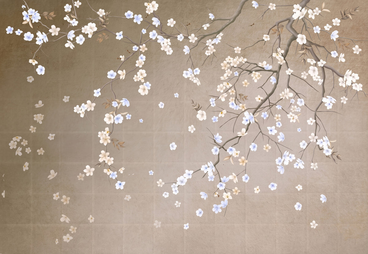 Minimalist Floating Petals Wall Mural in your room — zoomed