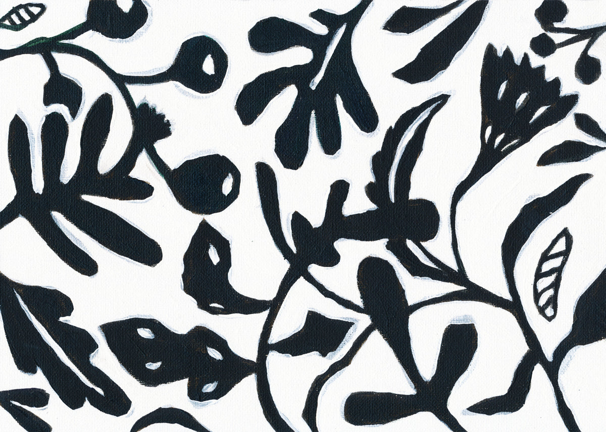 Ink Bloom Botanical Silhouette Wall Mural in your room — zoomed