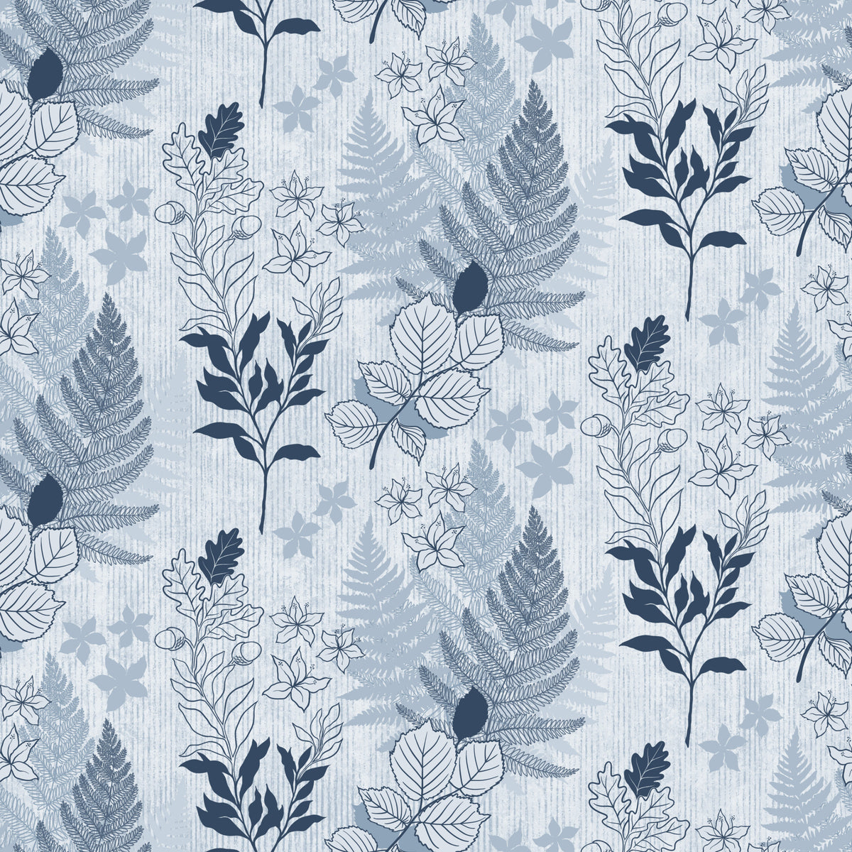 Alpine Botanical Silhouettes - Blue Wallpaper⁠ in your room — zoomed