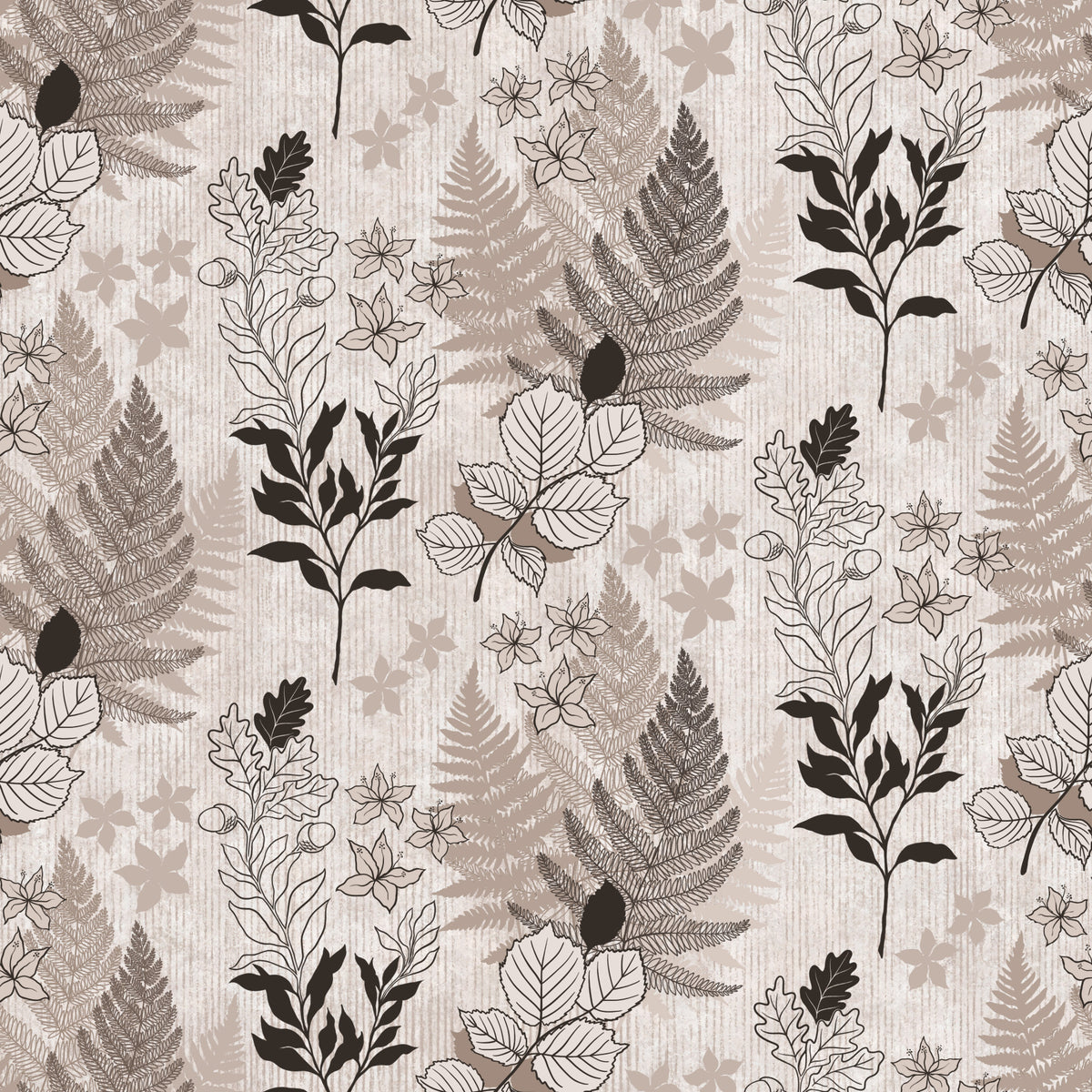 Alpine Botanical Silhouettes - Brown Wallpaper⁠