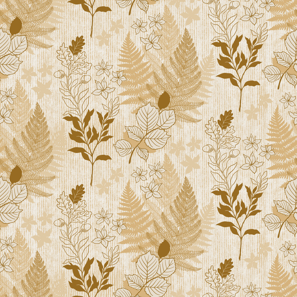 Alpine Botanical Silhouettes - Gold Wallpaper⁠