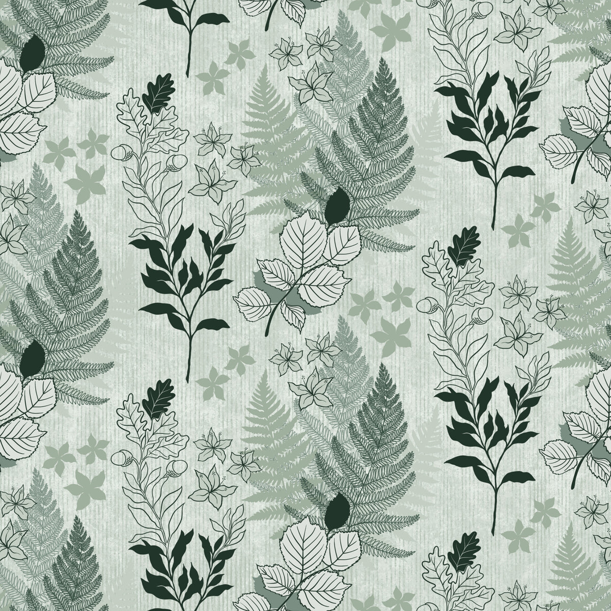 Alpine Botanical Silhouettes - Green Wallpaper⁠ in your room — zoomed