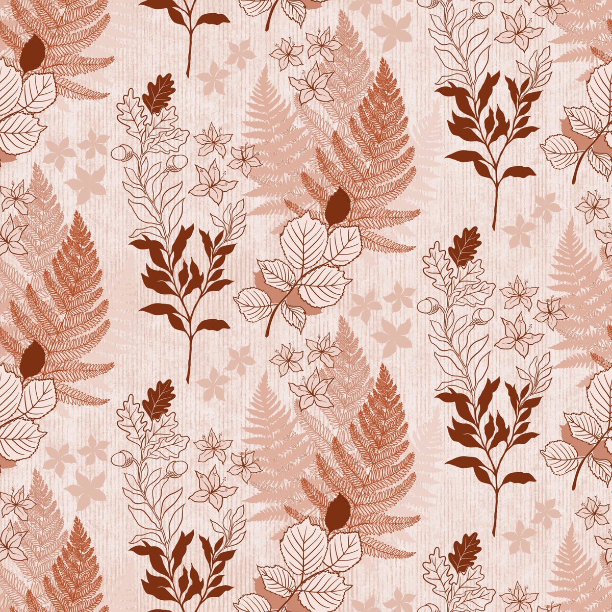 Alpine Botanical Silhouettes - Rusty Red Wallpaper⁠ in your room — zoomed