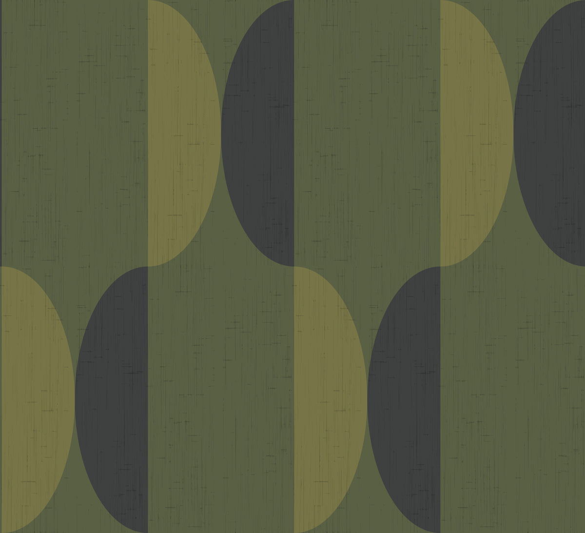 Mid Century Oval Wallpaper Olive Moss Wallpaper⁠ in your room — zoomed