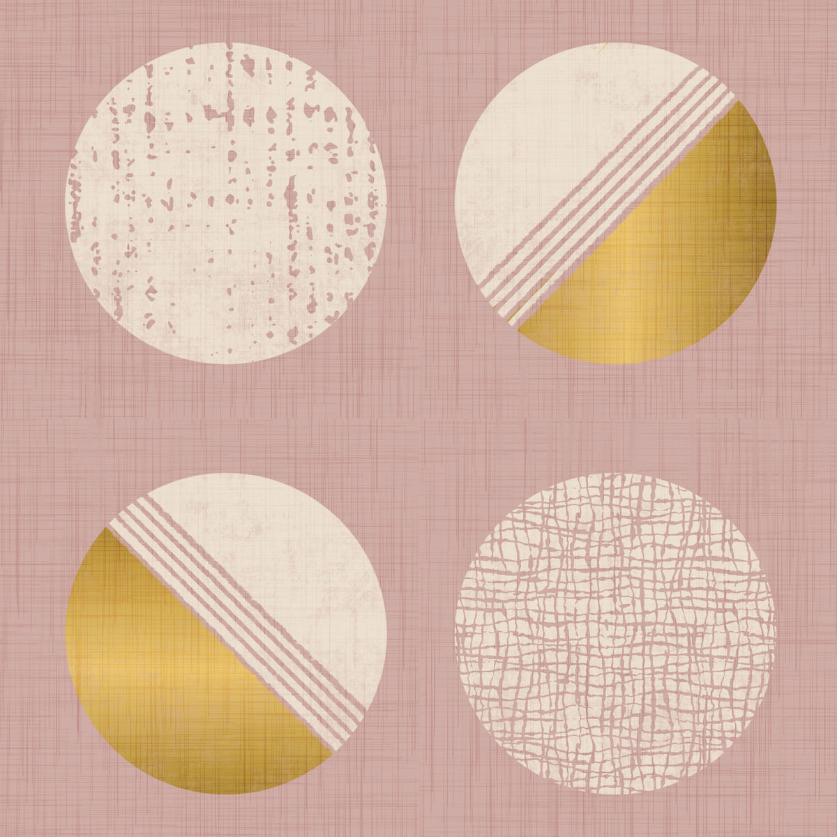 Blush Pink Mustard Circles Wallpaper Mid Century Wallpaper⁠