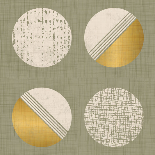 Sage Green Mustard Circles Wallpaper Mid Century Wallpaper⁠