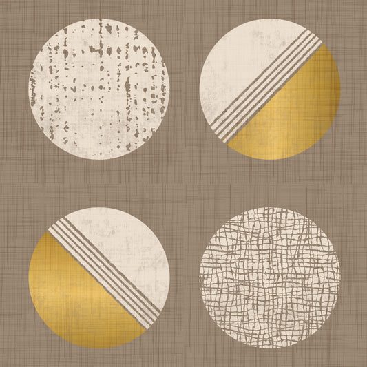 Warm Taupe Mustard Circles Wallpaper Mid Century Wallpaper⁠