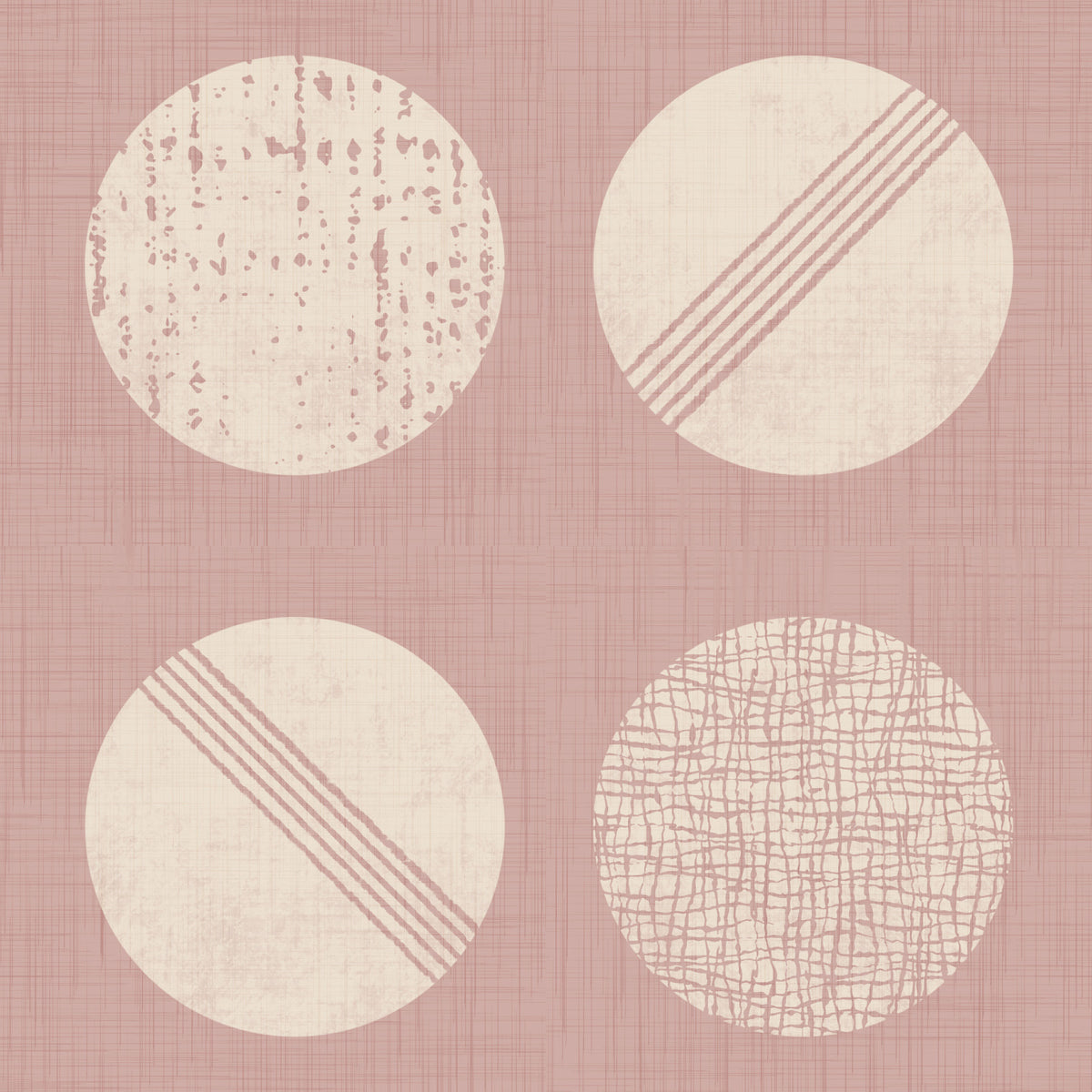 Blush Pink Cream Circles Wallpaper Mid Century Wallpaper⁠