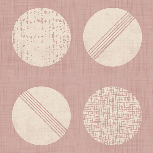 Blush Pink Cream Circles Wallpaper Mid Century Wallpaper⁠
