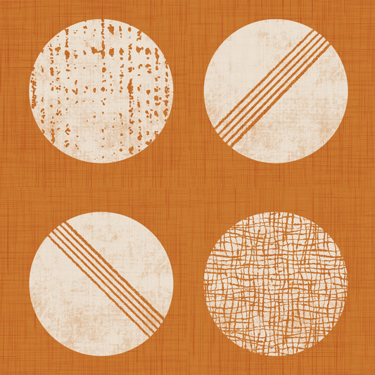 Burnt Orange Cream Circles Wallpaper Mid Century Wallpaper⁠