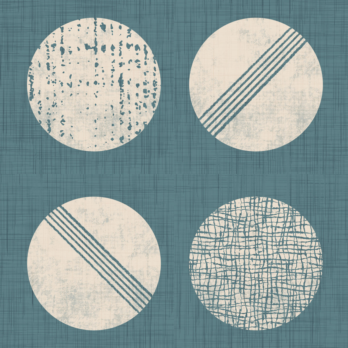 Dusty Teal Cream Circles Wallpaper Mid Century Wallpaper⁠