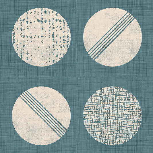 Dusty Teal Cream Circles Wallpaper Mid Century Wallpaper⁠