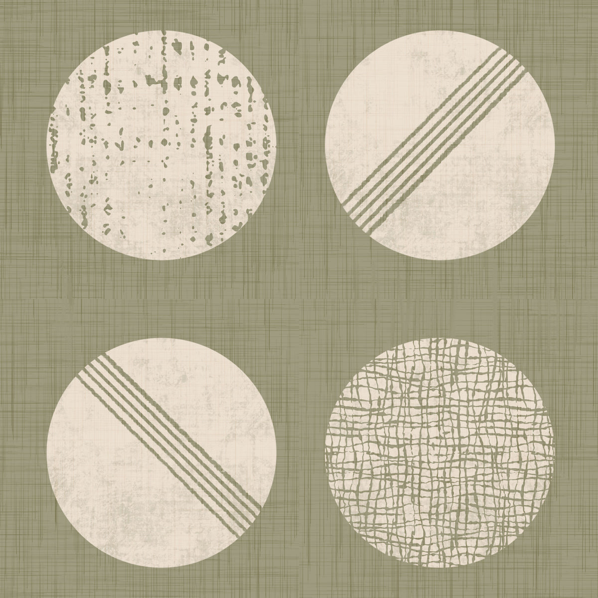 Sage Green Cream Circles Wallpaper Mid Century Wallpaper⁠