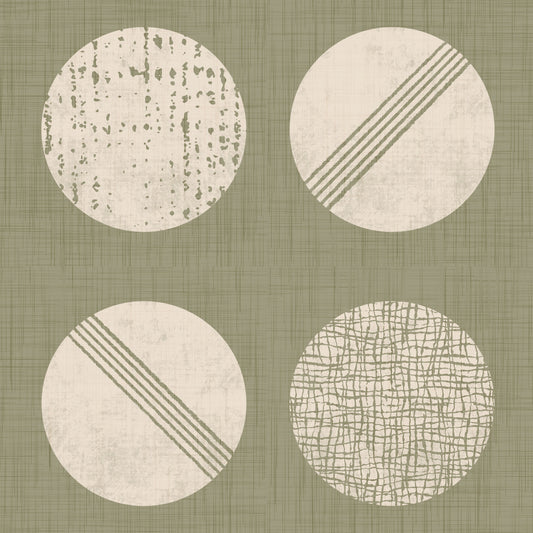 Sage Green Cream Circles Wallpaper Mid Century Wallpaper⁠