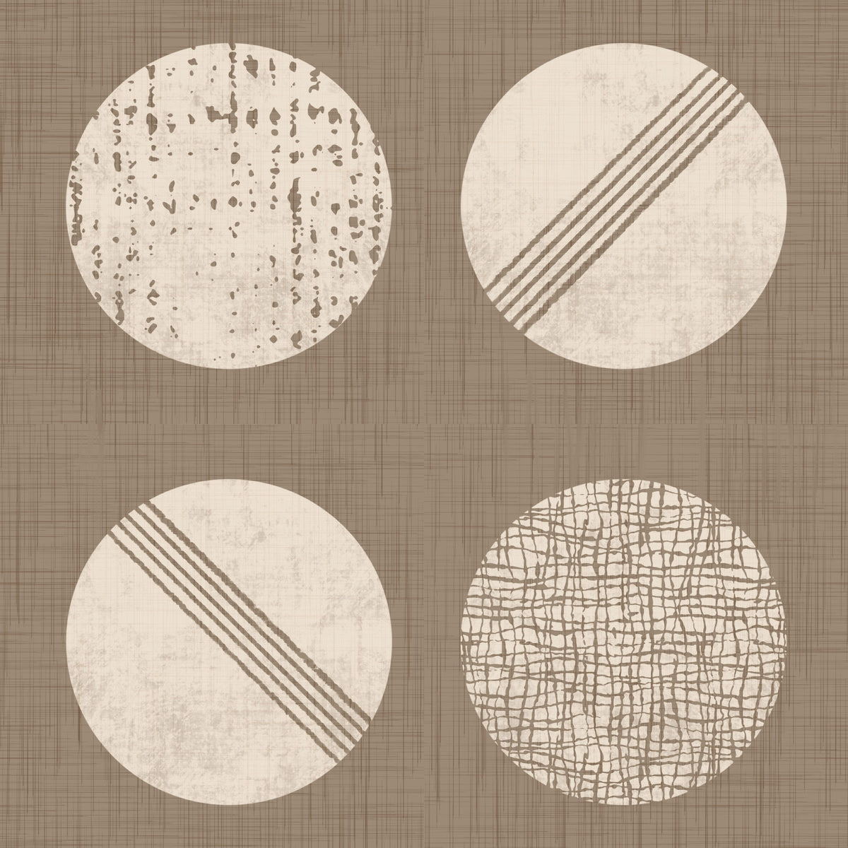 Warm Taupe Cream Circles Wallpaper Mid Century Wallpaper⁠