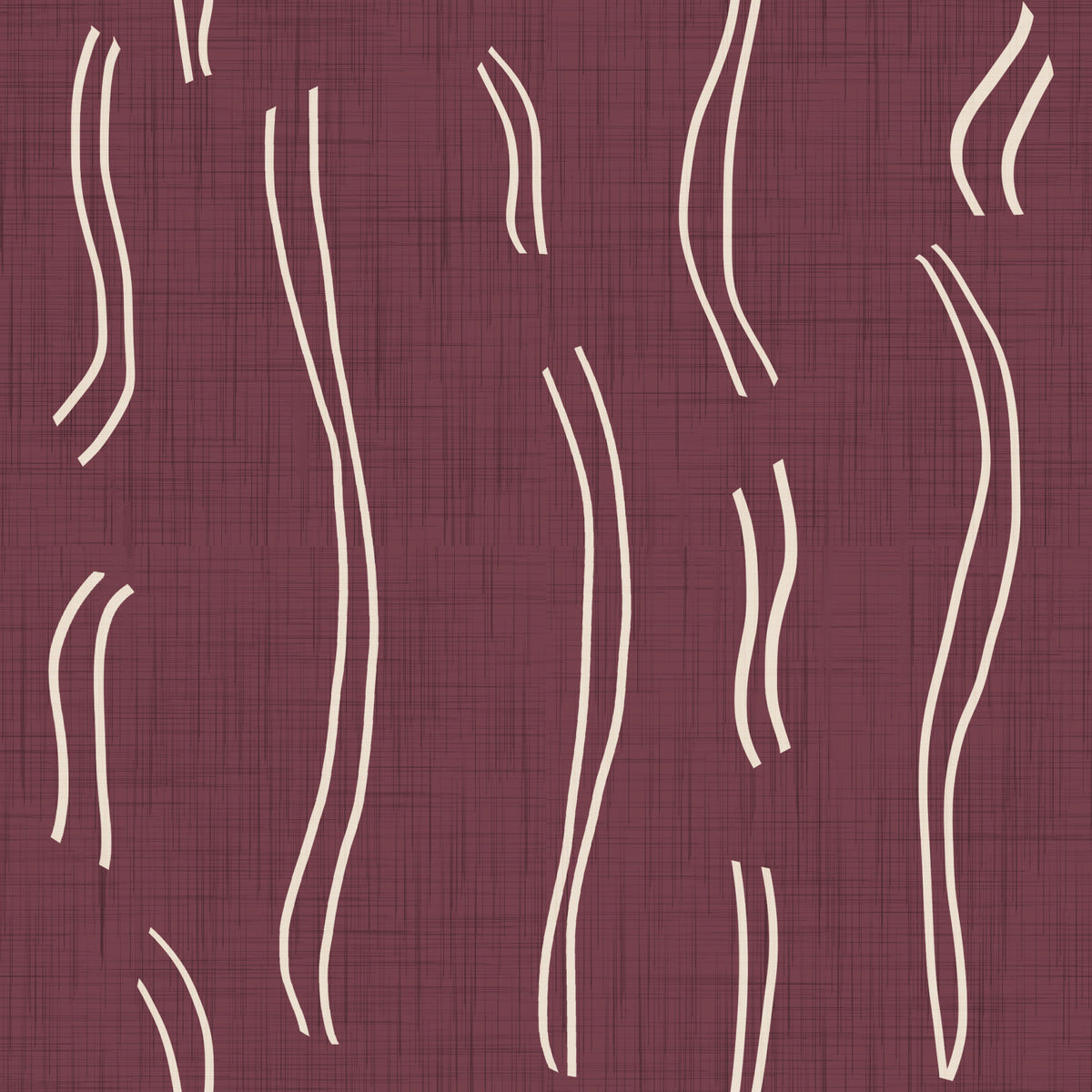 Burgundy Wavy Stripe Wallpaper Mid Century Wallpaper⁠