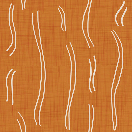 Burnt Orange Wavy Stripe Wallpaper Mid Century Wallpaper⁠