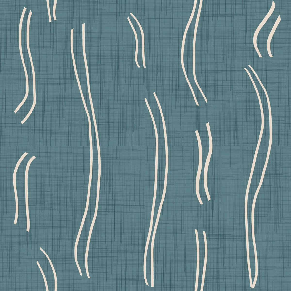 Dusty Teal Wavy Stripe Wallpaper Mid Century Wallpaper⁠