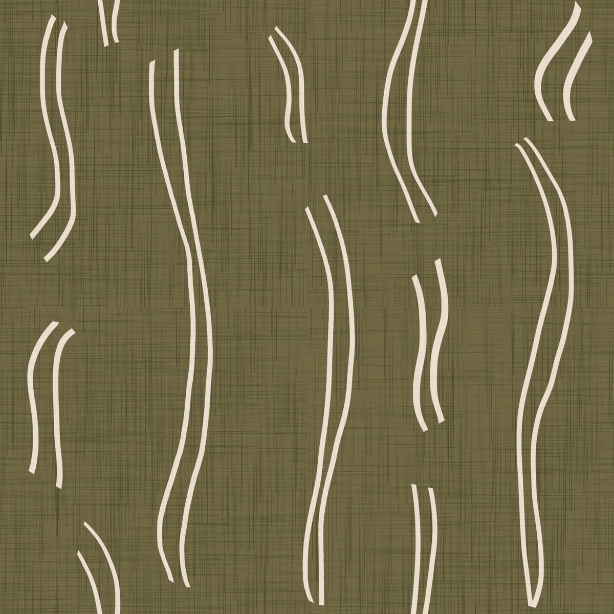 Olive Green Wavy Stripe Wallpaper Mid Century Wallpaper⁠ in your room — zoomed