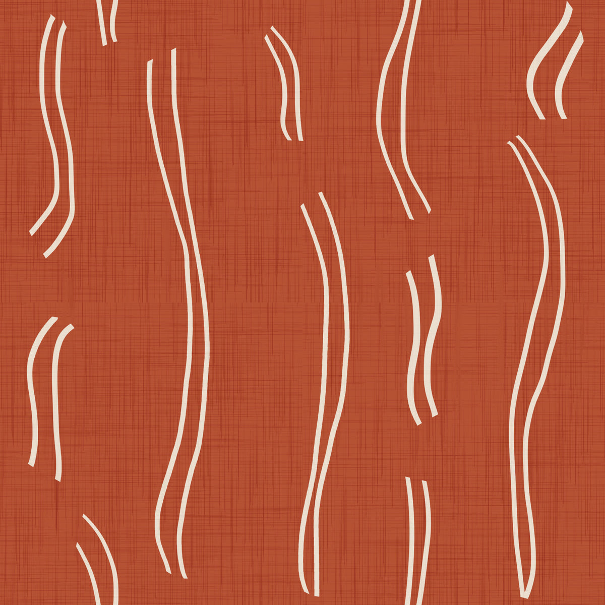 Rust Red Wavy Stripe Wallpaper Mid Century Wallpaper⁠