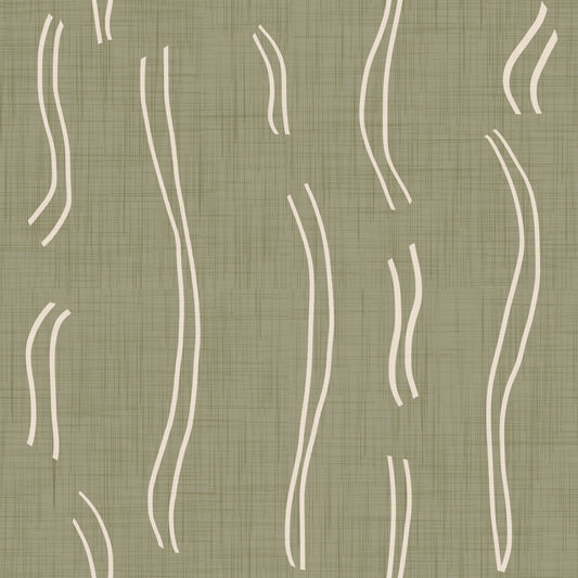 Sage Green Wavy Stripe Wallpaper Mid Century Wallpaper⁠