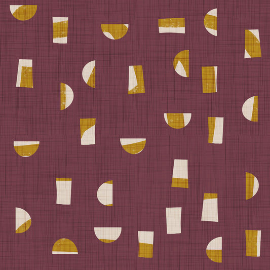 Burgundy Abstract Shapes Wallpaper Mid Century Wallpaper⁠