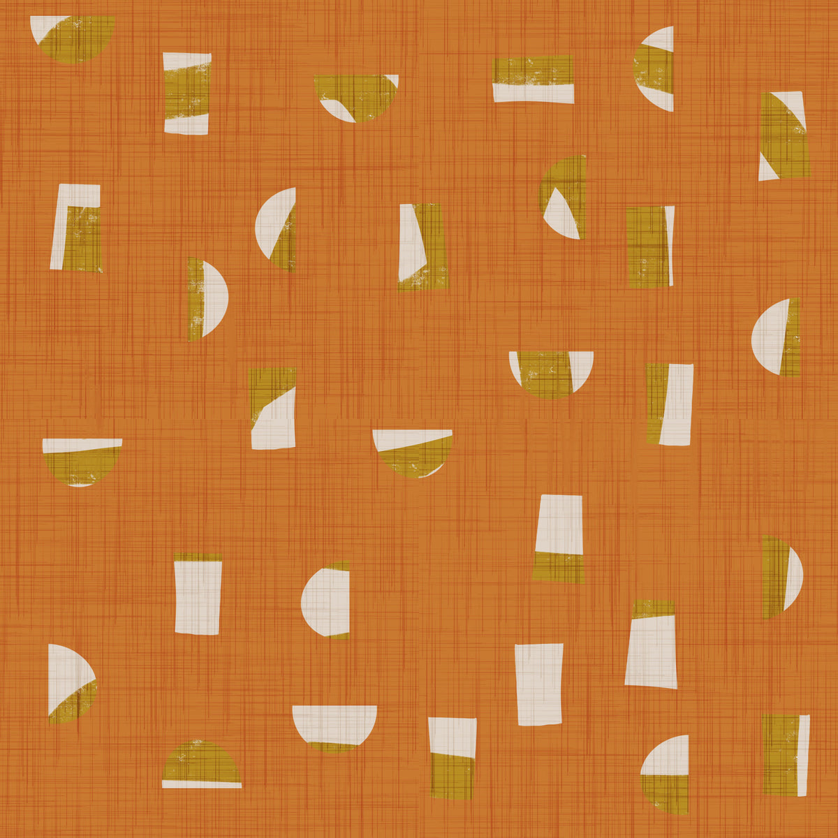 Burnt Orange Abstract Shapes Wallpaper Mid Century Wallpaper⁠