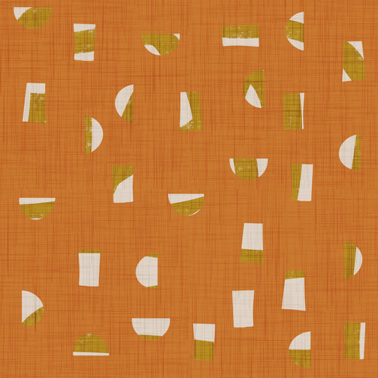 Burnt Orange Abstract Shapes Wallpaper Mid Century Wallpaper⁠