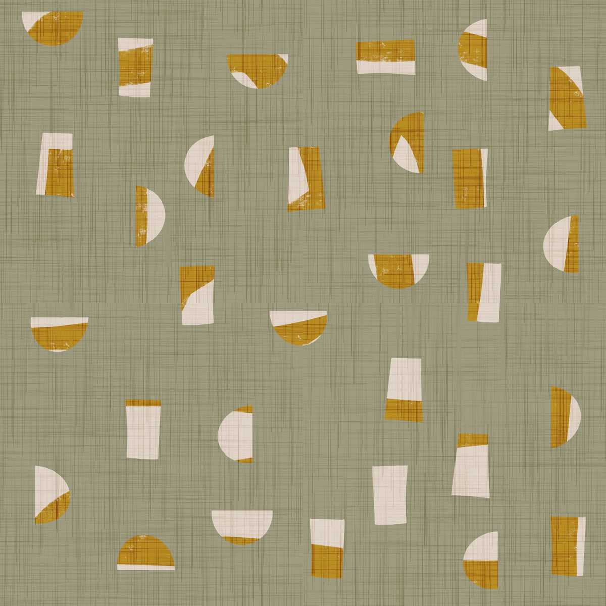 Sage Green Abstract Shapes Wallpaper Mid Century Wallpaper⁠