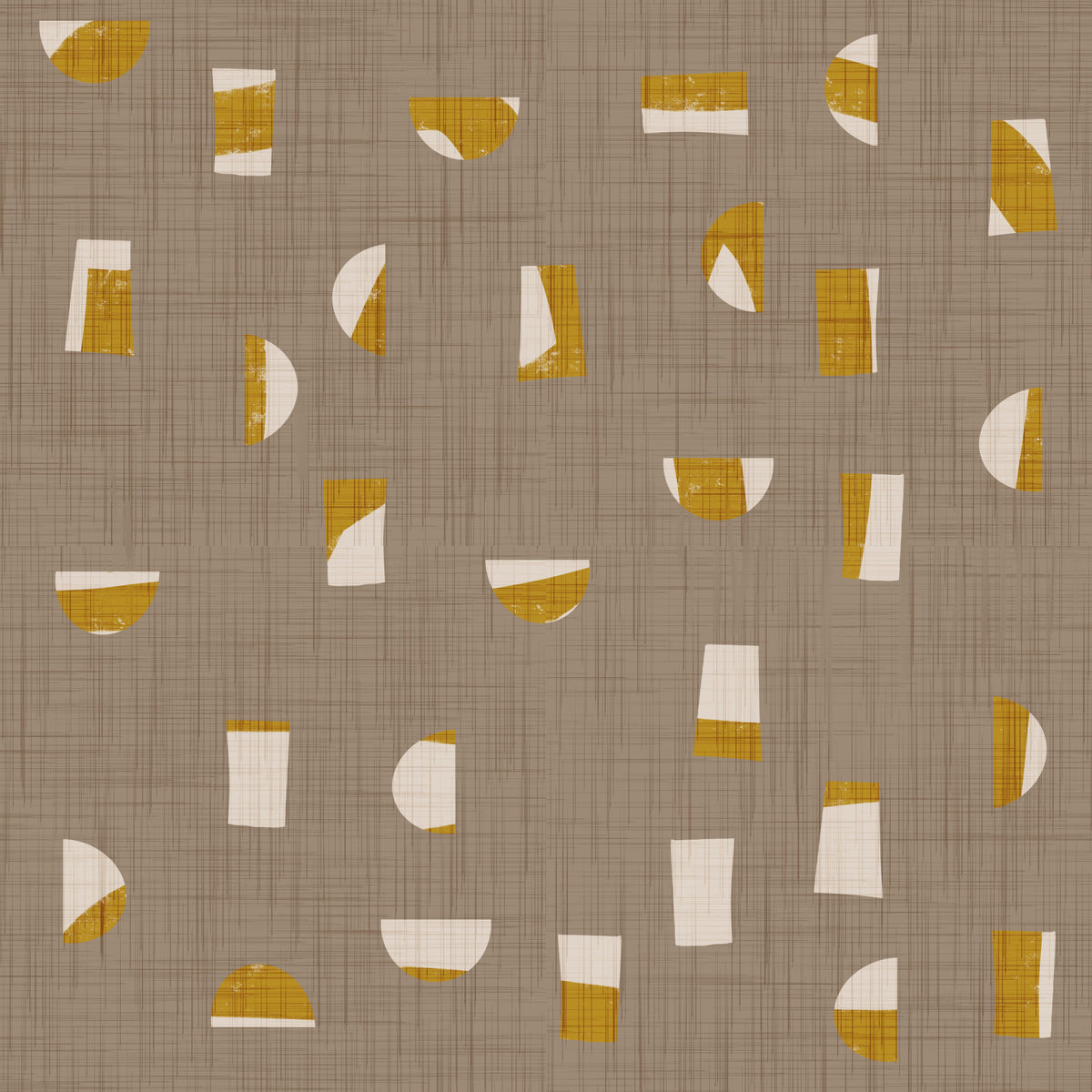 Warm Taupe Abstract Shapes Wallpaper Mid Century Wallpaper⁠ in your room — zoomed