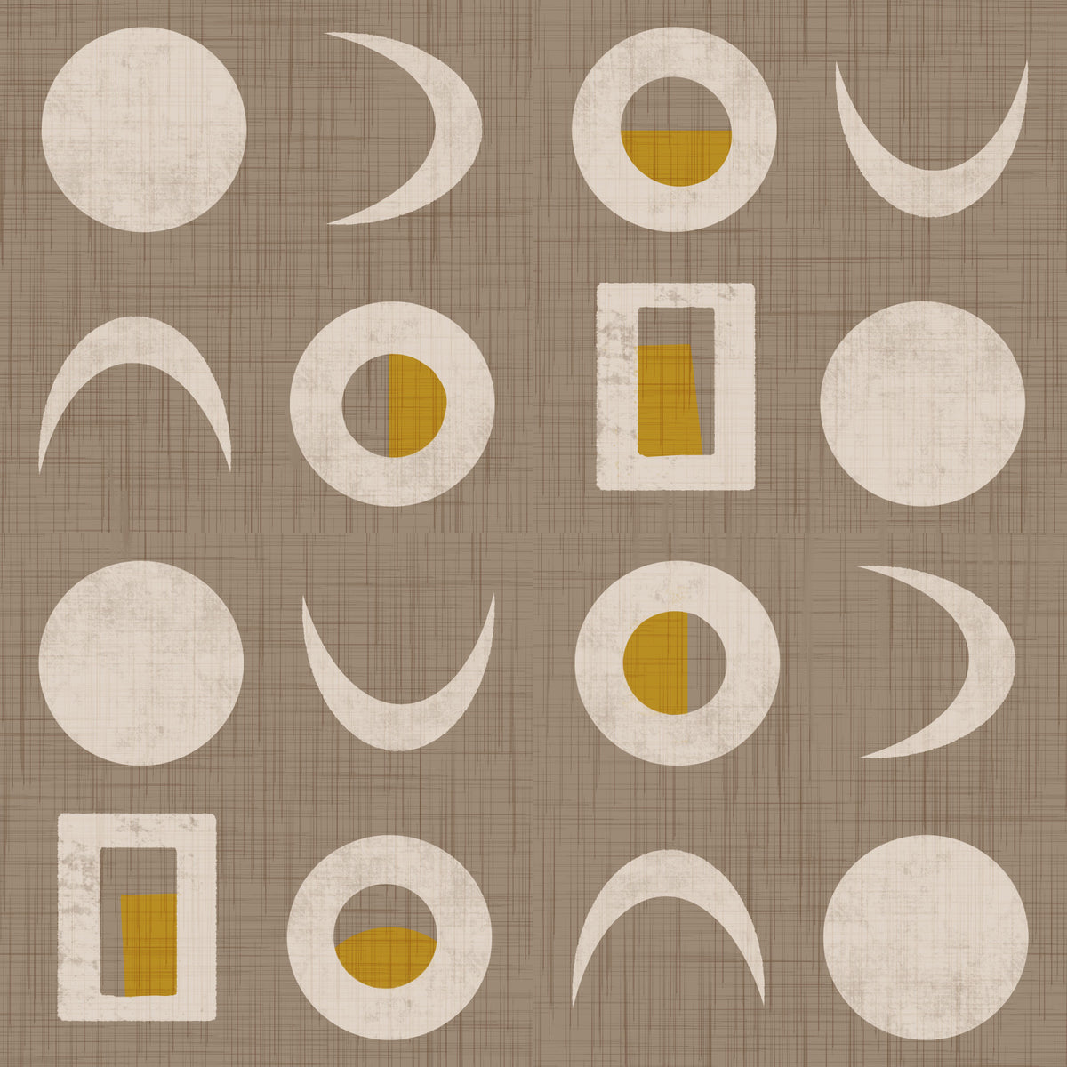 Warm Taupe Moon Phase Wallpaper Mid Century Wallpaper⁠
