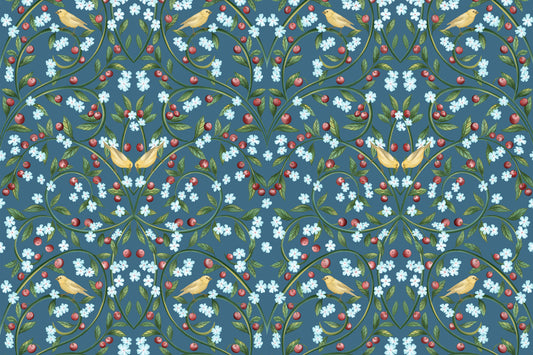 William Morris Blue Cherry Blossom Wallpaper