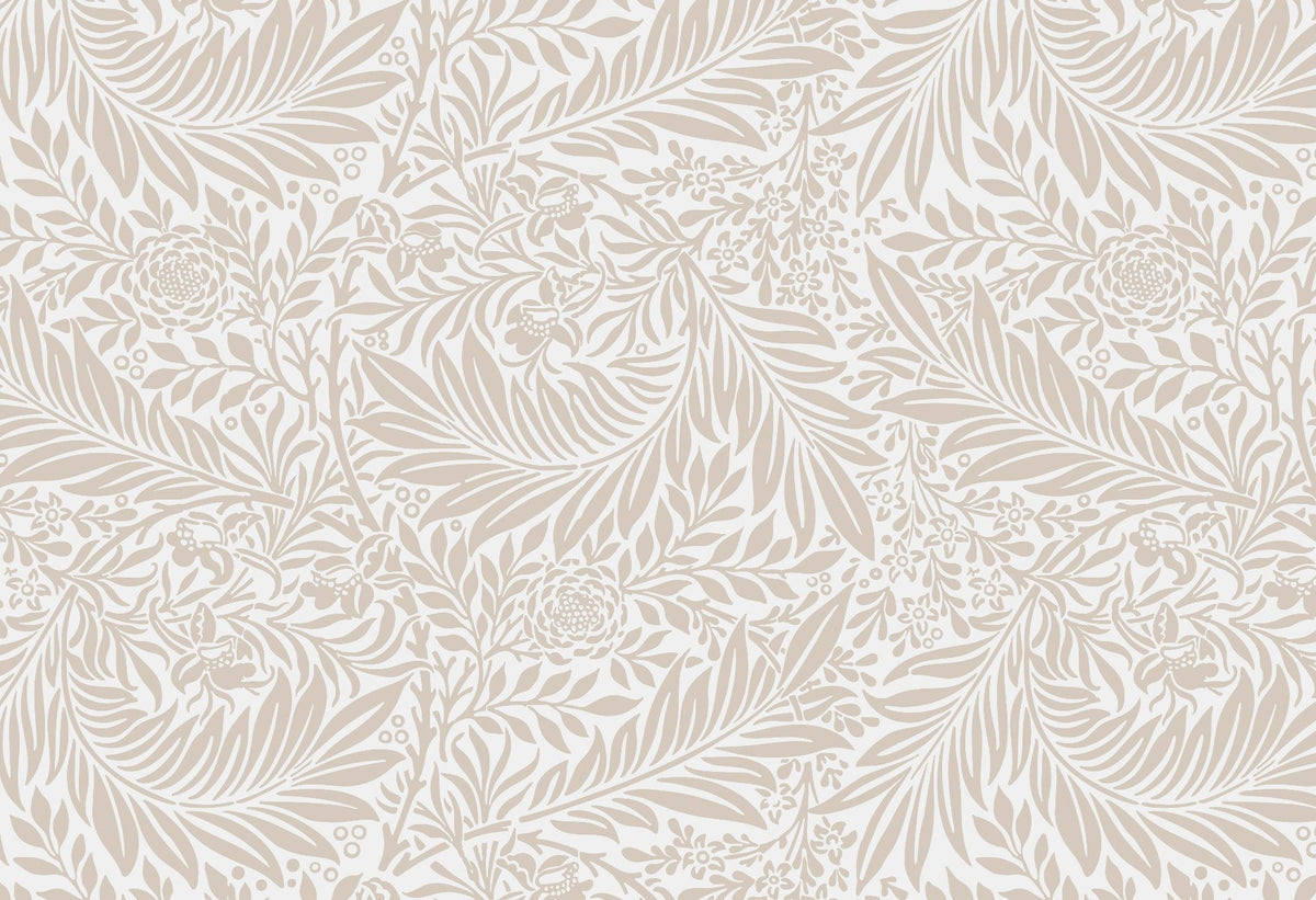 Beige Color Leaves Wallpaper Mural in your room — zoomed