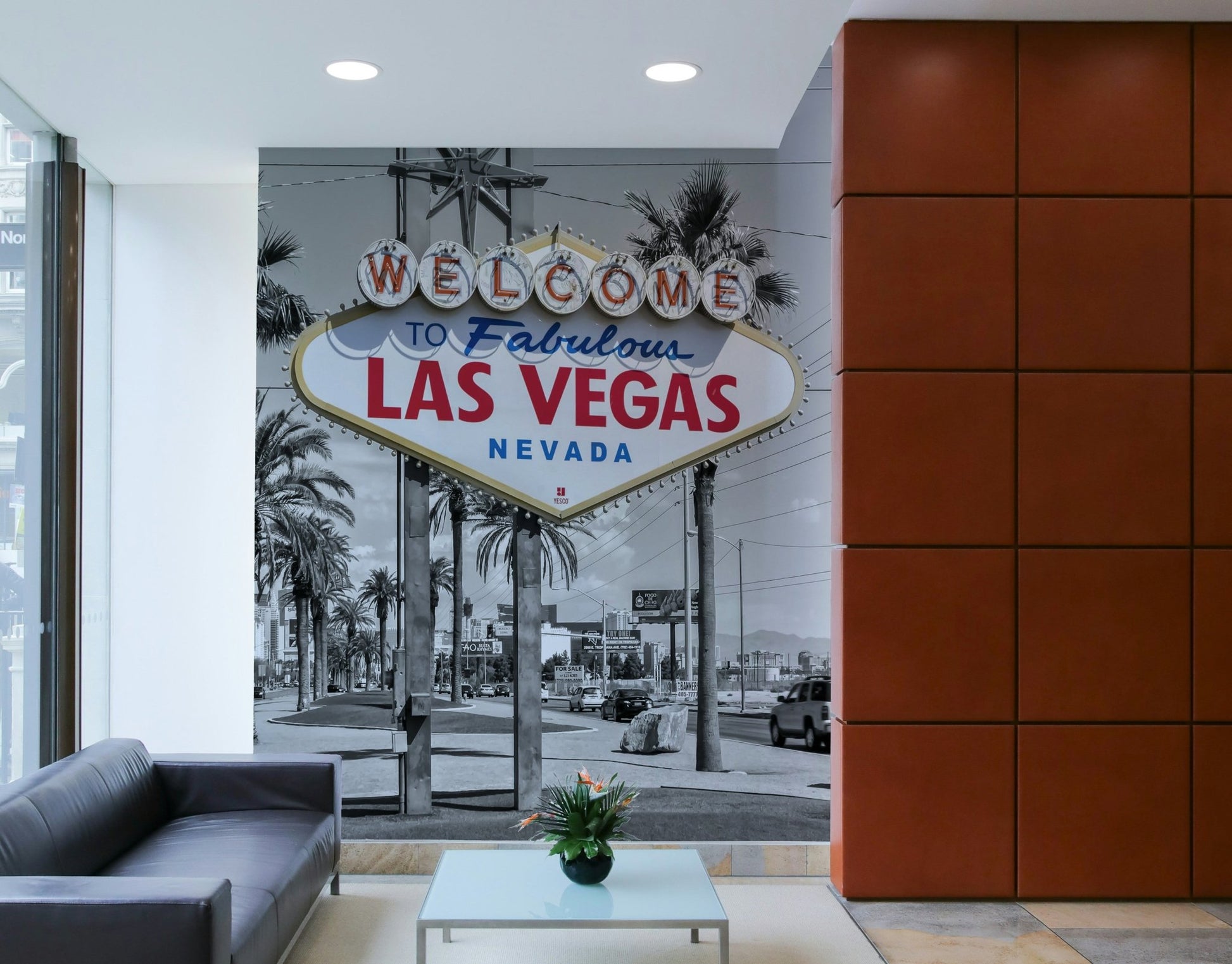 Nevada landmark mural with vintage signage

