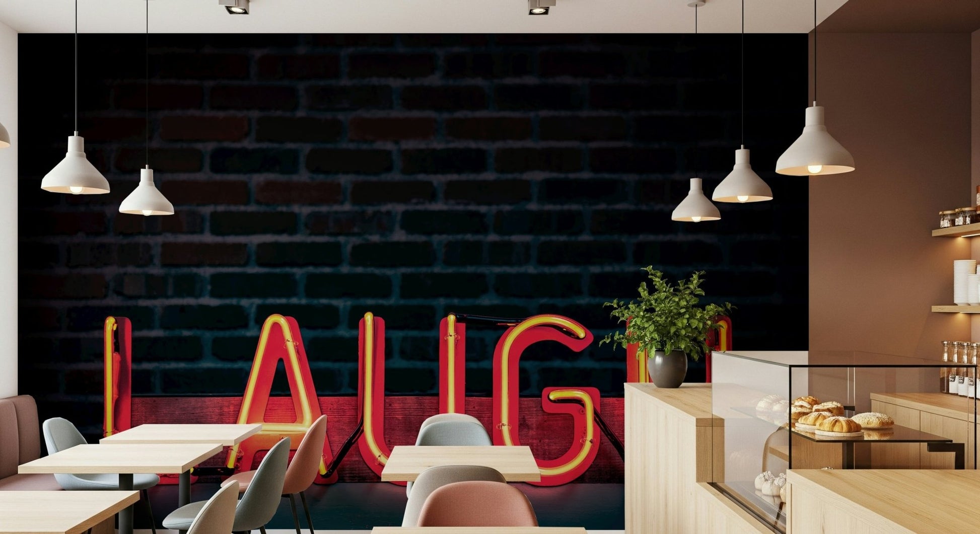 A graceful subtle pattern wall mural in bright, luminous tones.