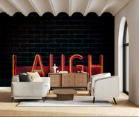 A peaceful modern abstract mural on decorative wallpaper.