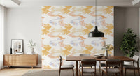 Dining room setup using Lavado de Pastel Fluido wallpaper in pastel design