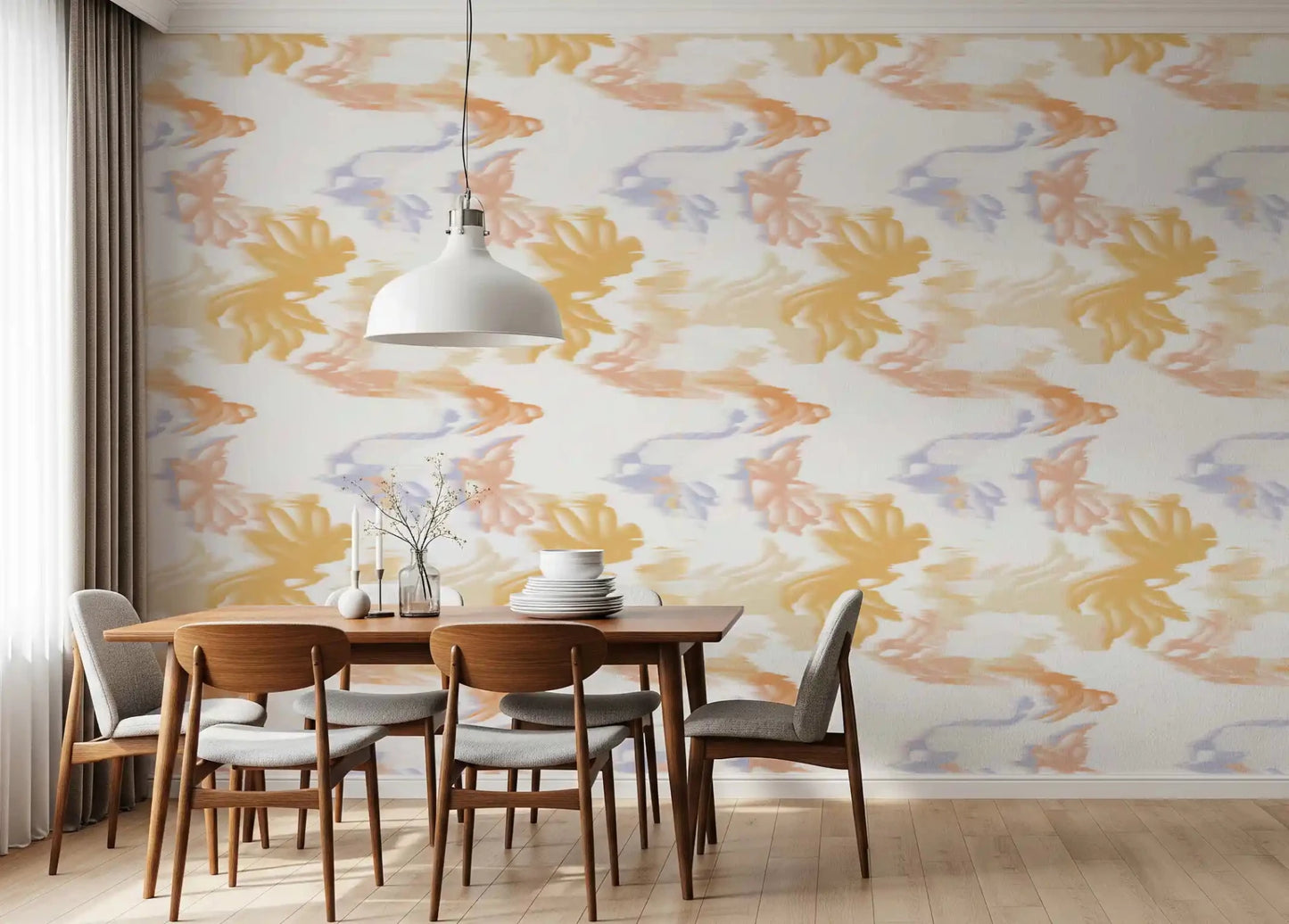 Modern pastel wallpaper with Lavado de Pastel Fluido flowing pattern design