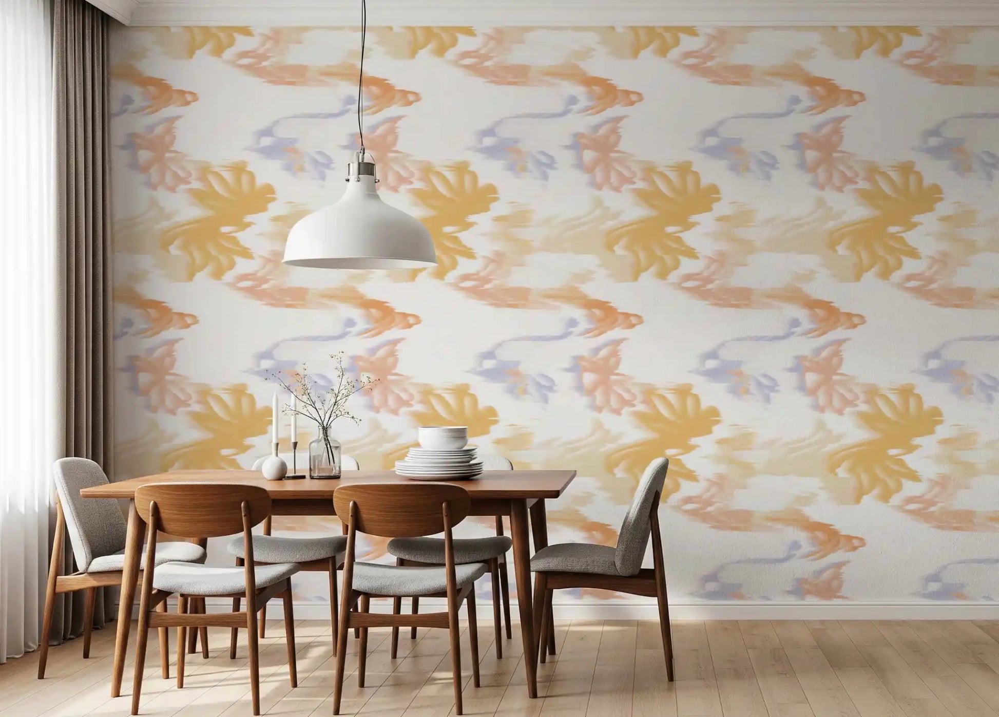 Modern pastel wallpaper with Lavado de Pastel Fluido flowing pattern design
