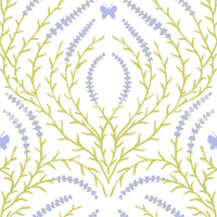 Floral and butterfly motifs of the Lavender Bloom and butterflies Wallpaper.