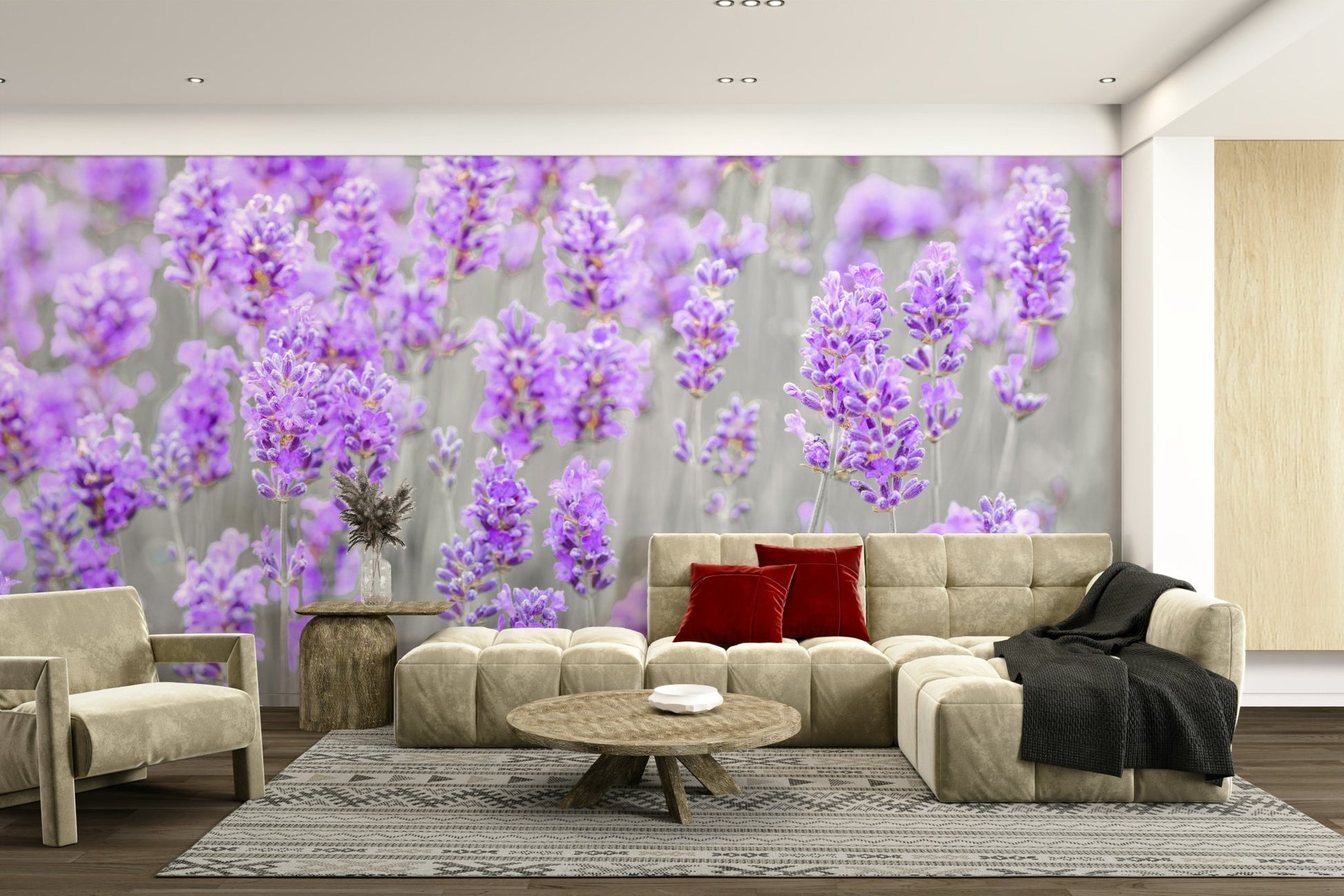 A close-up of the detailed texture in the floral design.

