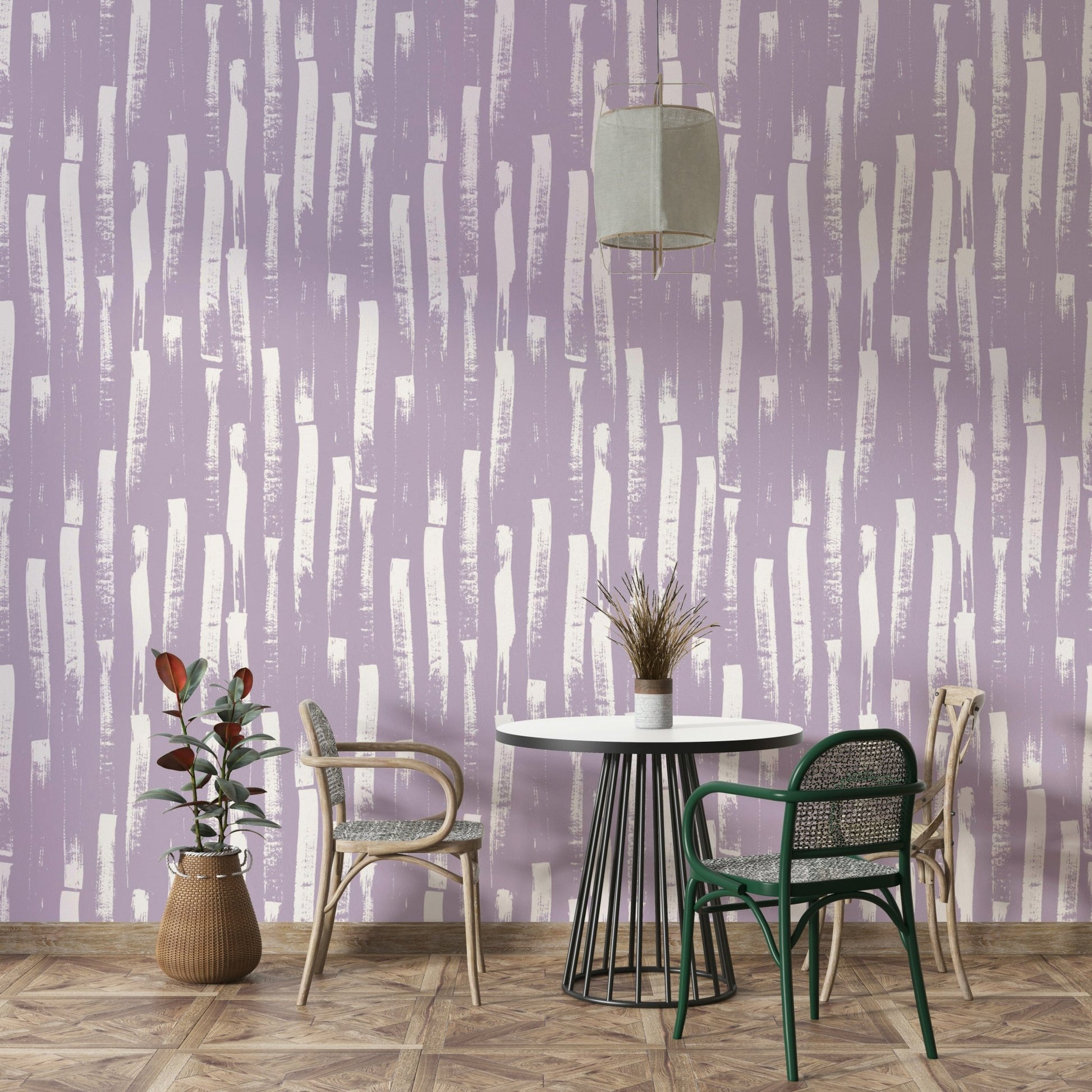 Wallpaper with a unique, artistic lavender design

