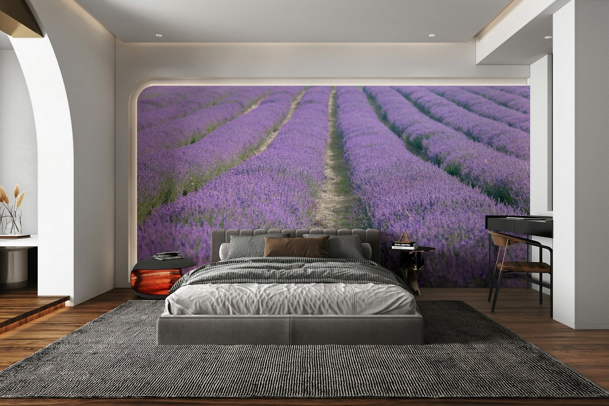 Lavender Dreams Wall Mural featuring a peaceful lavender field, GD2321