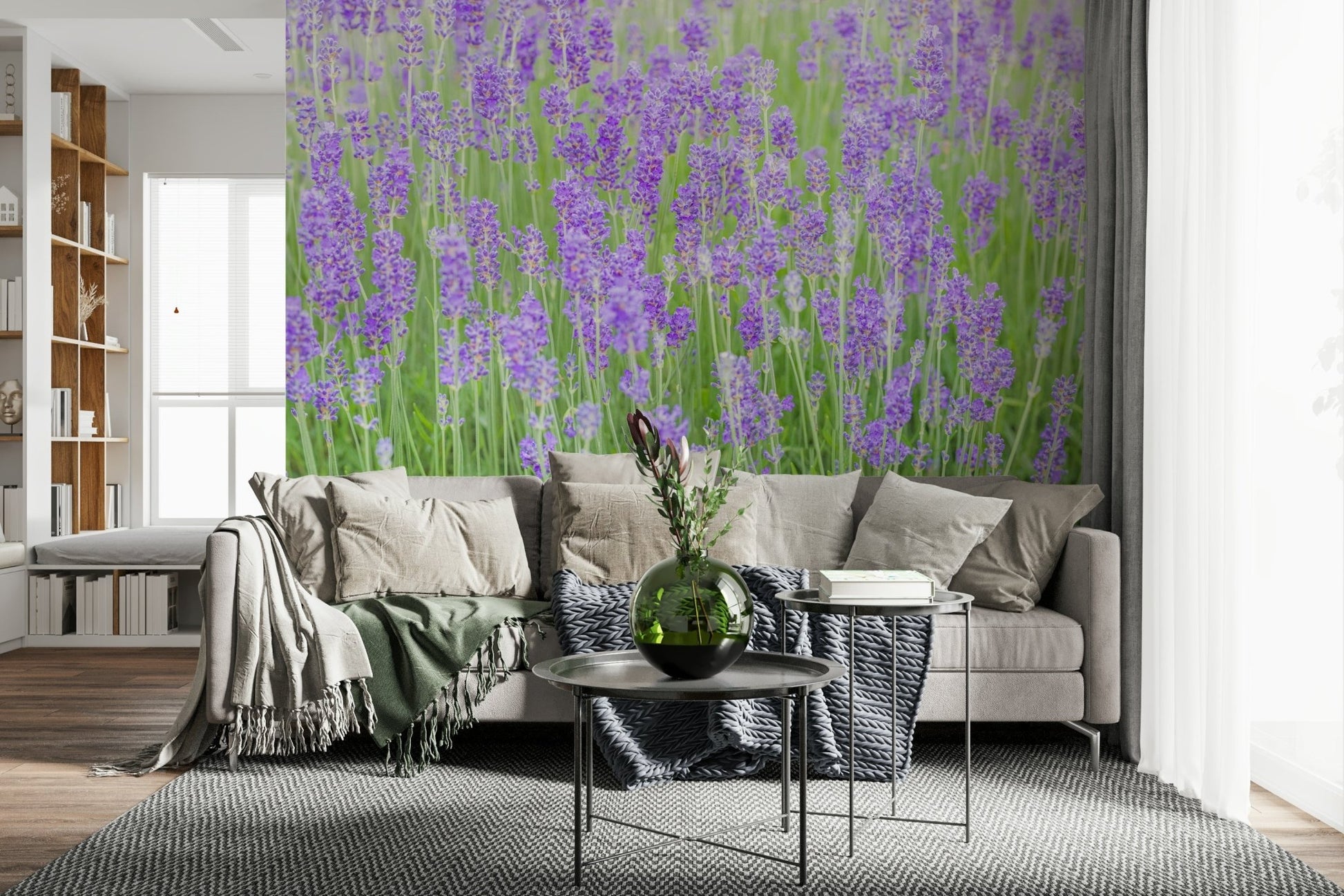 Panoramic field Lavender Field Dream Wall Mural graphic detail.