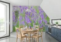 Close up Lavender Field Dream Wall Mural soft floral view.
