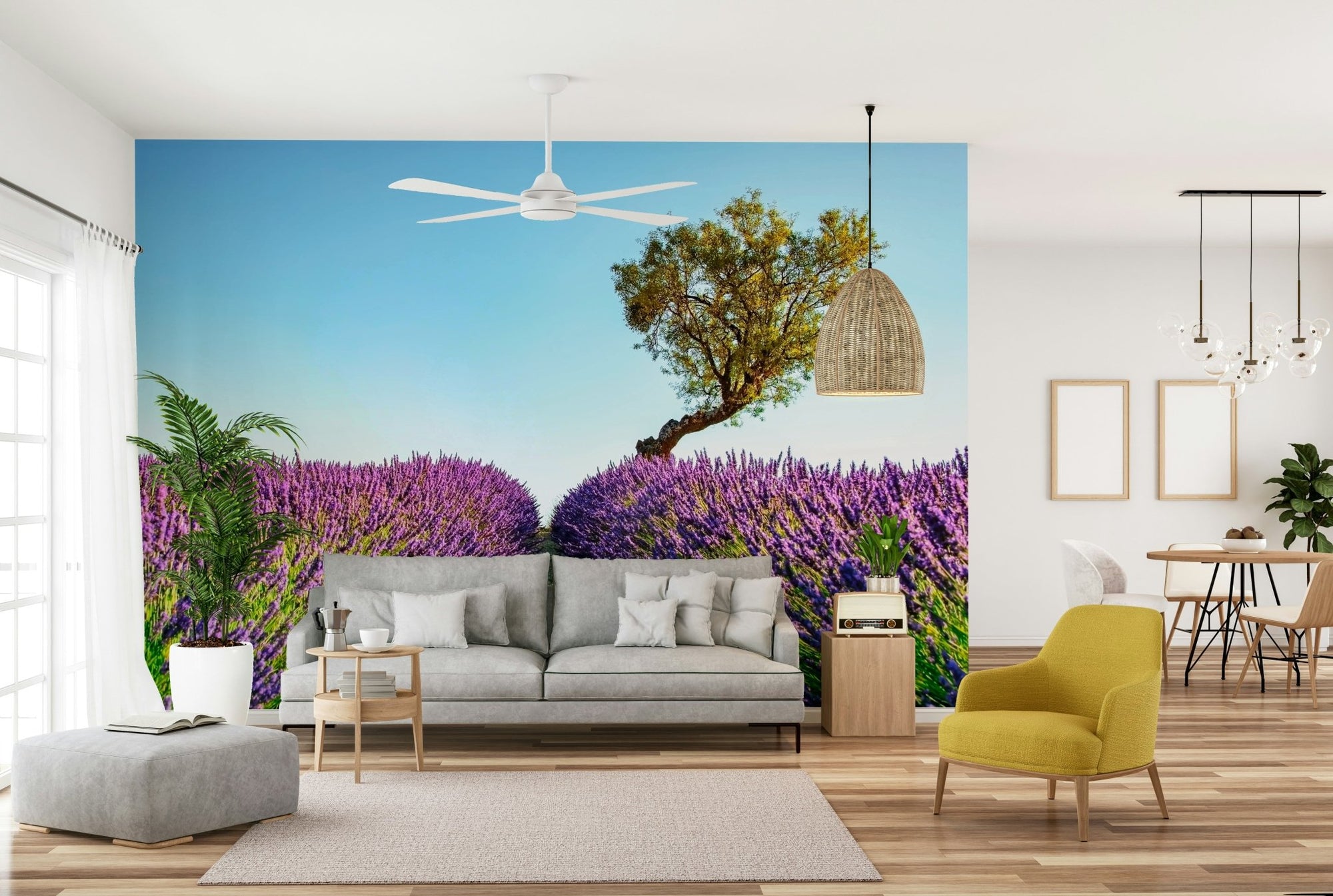 Beautiful vibrant purple rows Lavender Field Wall Mural GD5057
